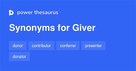  Meaning, pronunciation, translations and examples. . Giver synonym